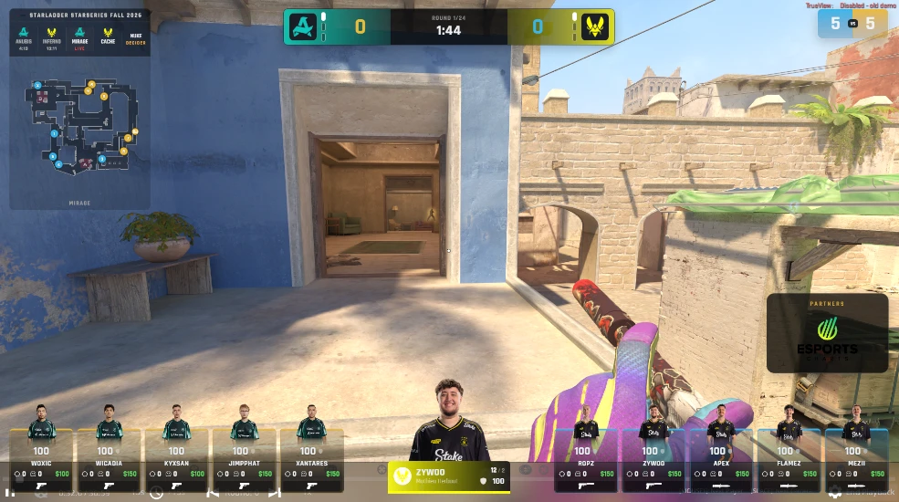 Bravo HUD in a live CS2 match
