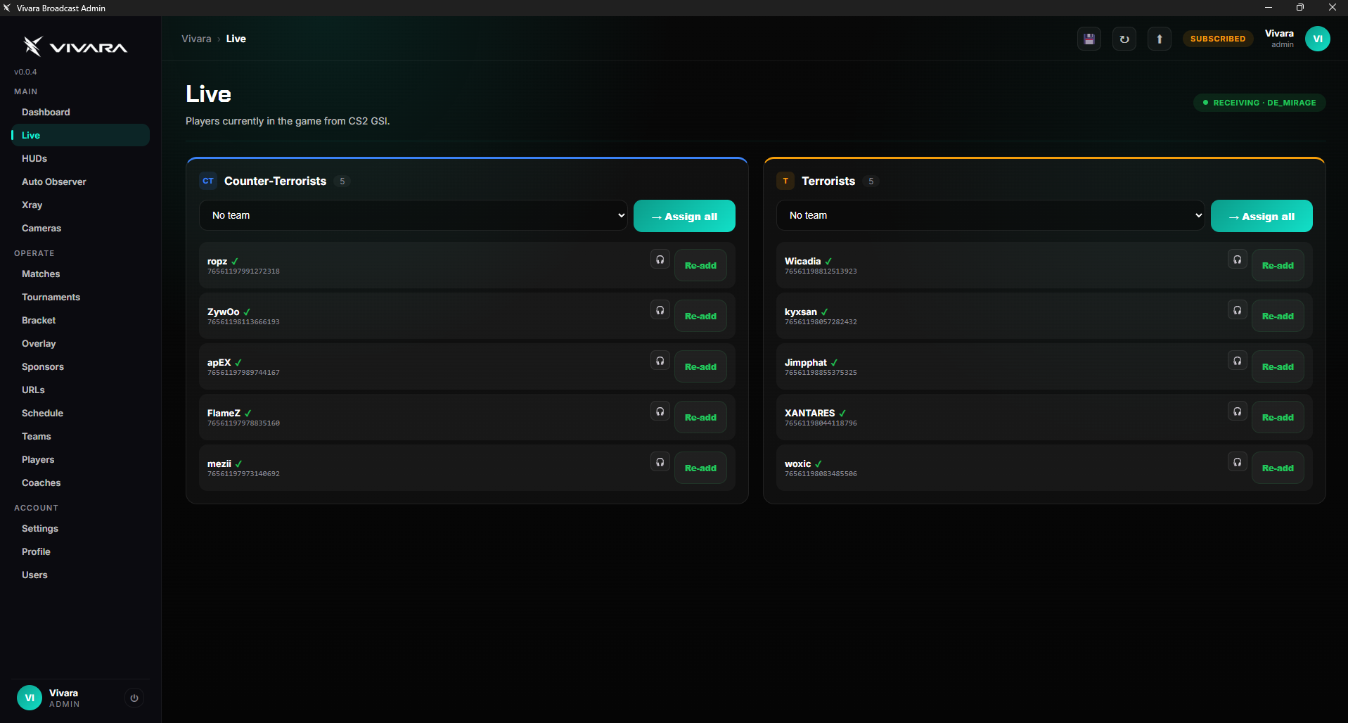 Live players from CS2