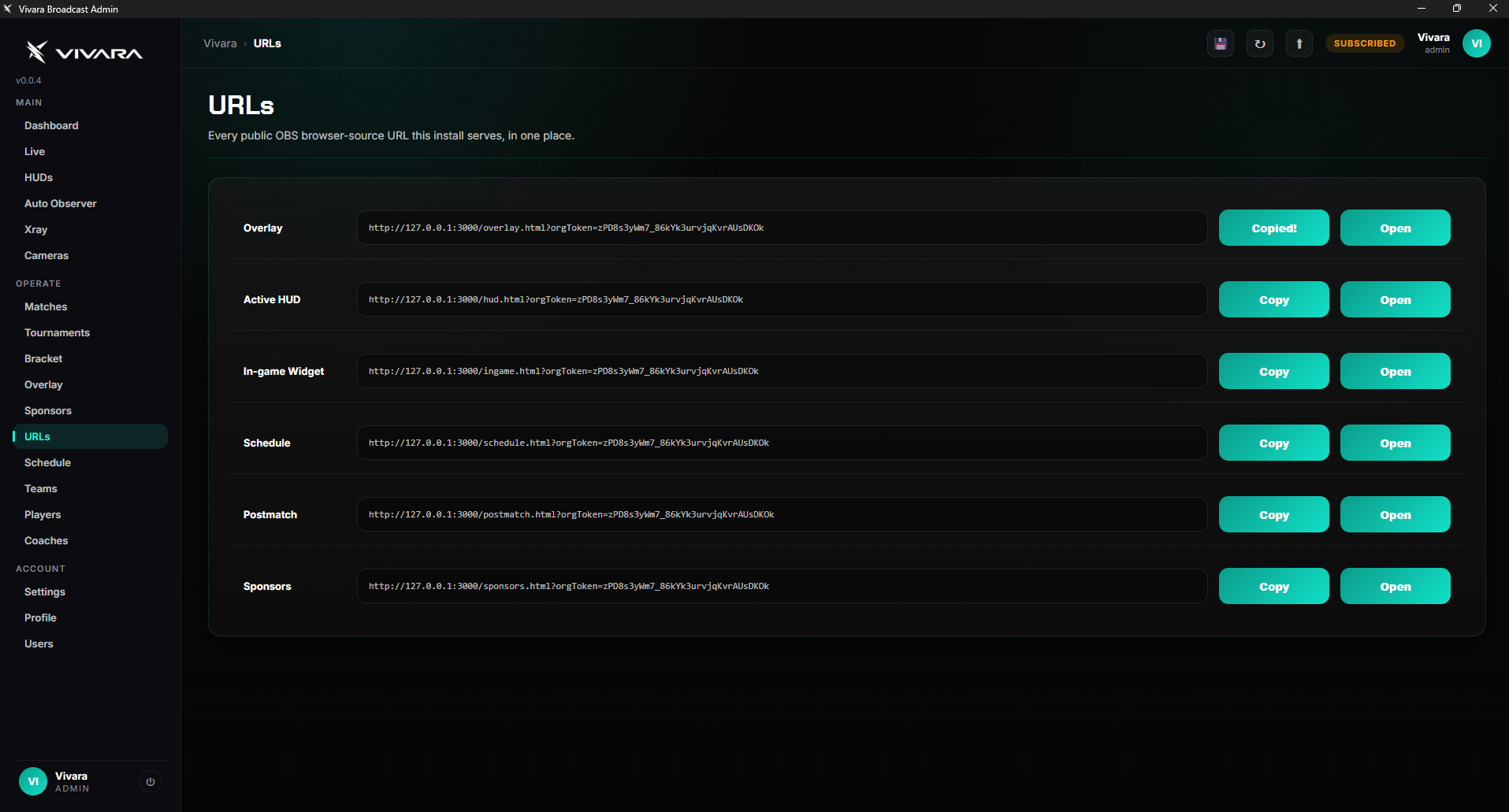 OBS URLs